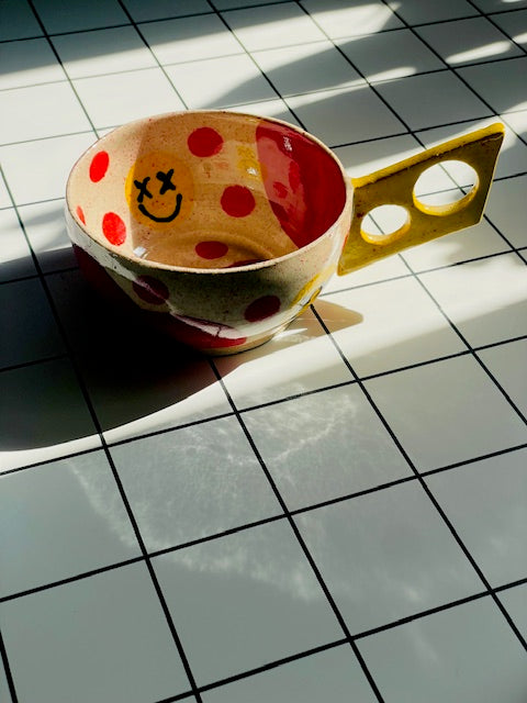 Polka Dot Smiles Cup Cheese Handle