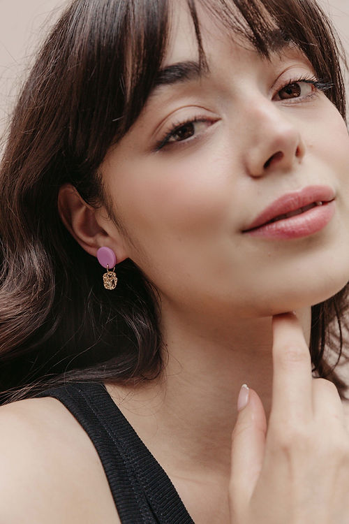 Purple & Hammered Gold Mini Studs-Neighbourhood Store