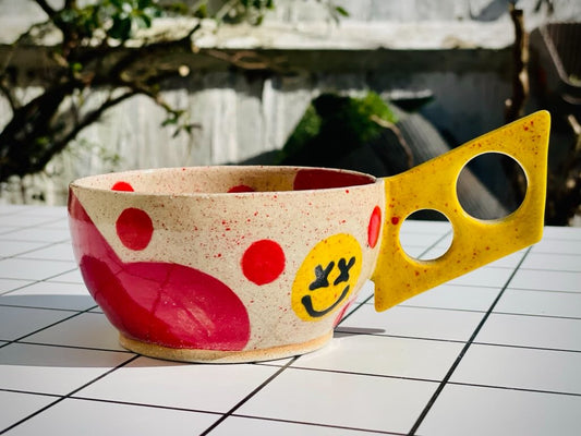 Polka Dot Smiles Cup Cheese Handle