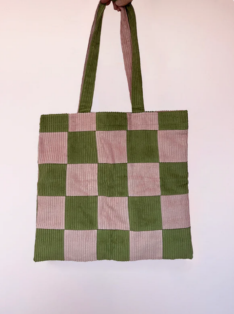 Pink & Green Checkerboard Tote