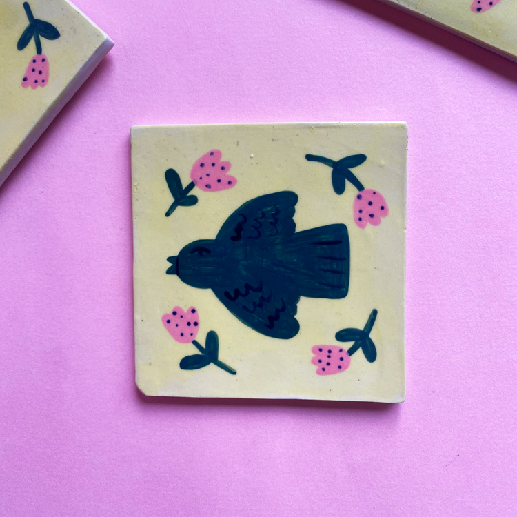 Wildflower Ceramic Tiles - Green Bird