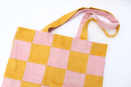 Pink & Mustard Checkerboard Tote-Neighbourhood Store