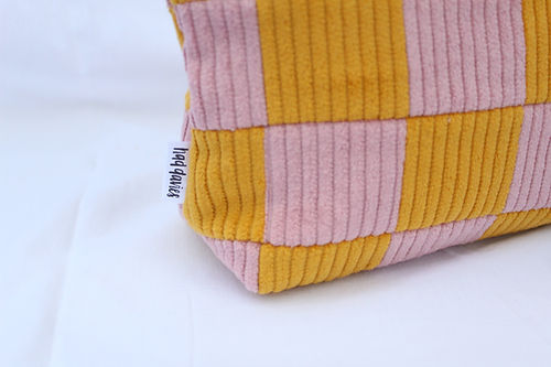 Pink & Mustard Checkerboard Large Pouch-Neighbourhood Store