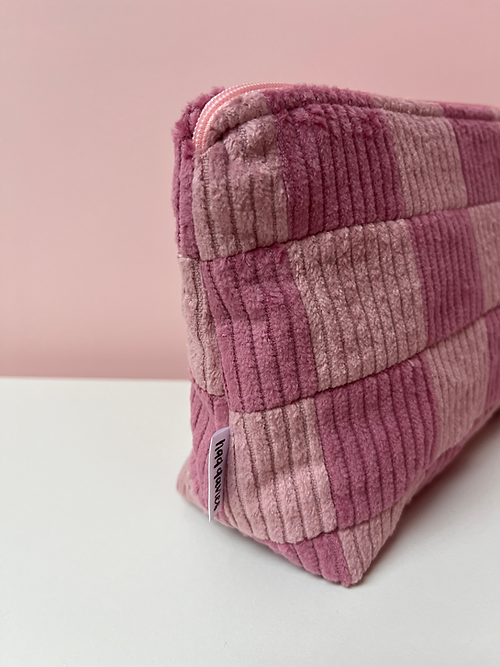 Light Pink & Dusky Pink Checkerboard Large Pouch-Neighbourhood Store