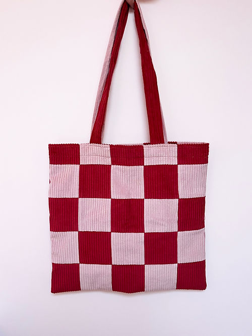 Pink & Red Checkerboard Tote-Neighbourhood Store