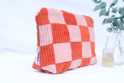 Pink & Orange Checkerboard Large Pouch-Neighbourhood Store
