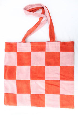 Pink & Orange Checkerboard Tote-Neighbourhood Store