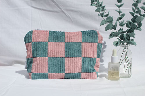 Pink & Seafoam Checkerboard Large Pouch-Neighbourhood Store