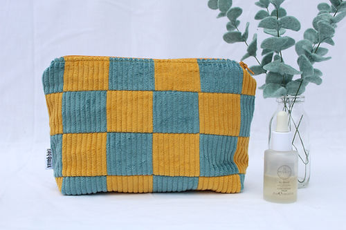 Mustard & Seafoam Checkerboard Large Pouch-Neighbourhood Store
