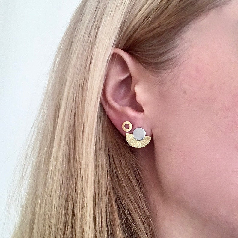 Silver + Brass Art Deco Studs-Neighbourhood Store