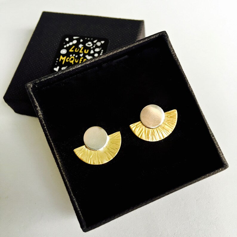 Silver + Brass Art Deco Studs-Neighbourhood Store