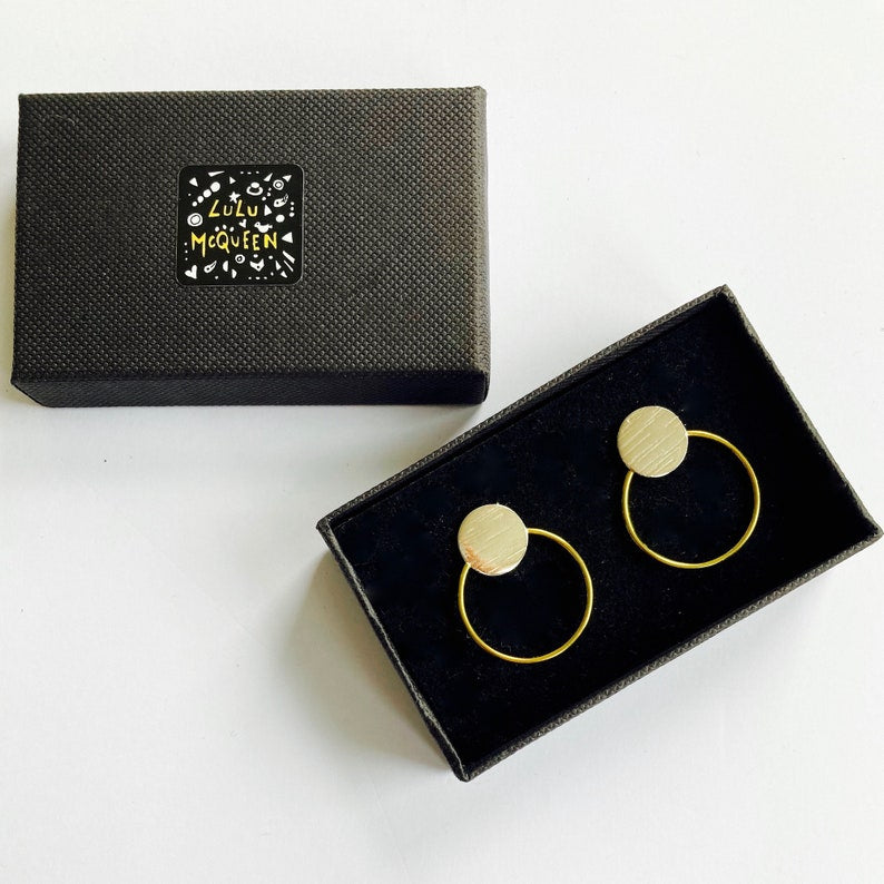 Medium silver disc with brass hoop-Neighbourhood Store