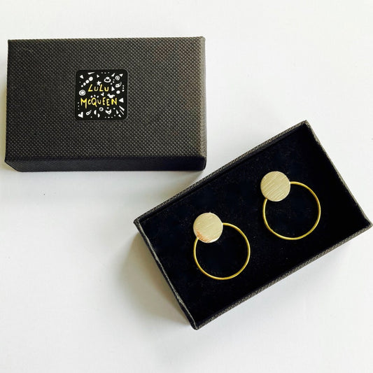 Medium silver disc with brass hoop-Neighbourhood Store