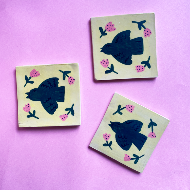 Wildflower Ceramic Tiles - Green Bird