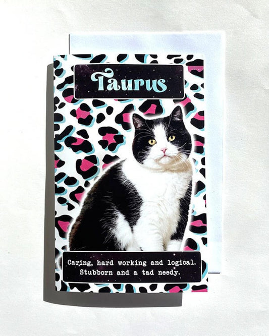 Taurus Cat Star Sign Card