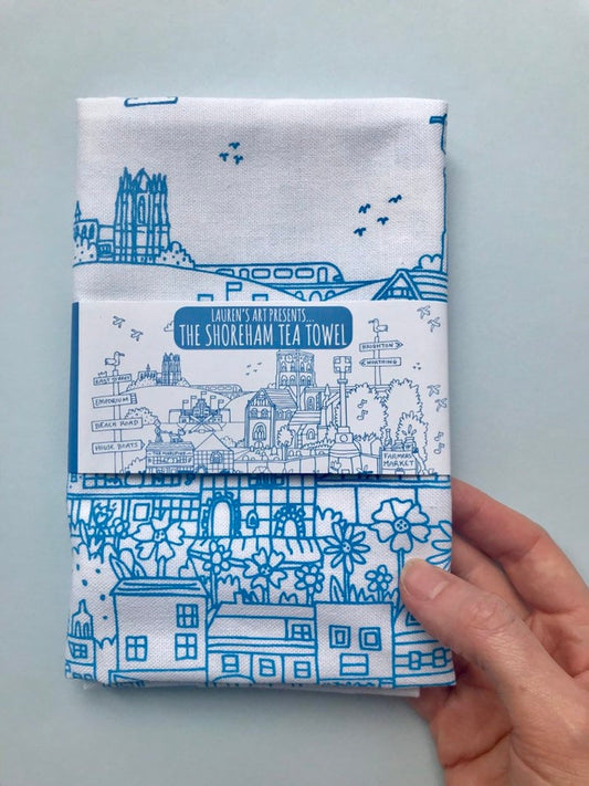 Shoreham by Sea Tea Towel Lauren's Art