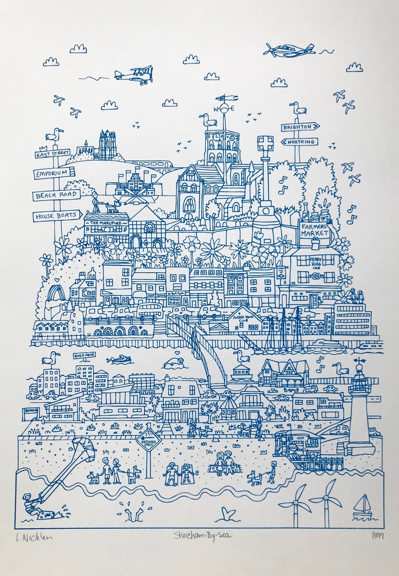 Shoreham by Sea Tea Towel-Neighbourhood Store