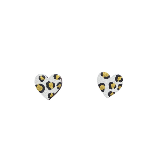 Mini Leopard Heart White & Gold