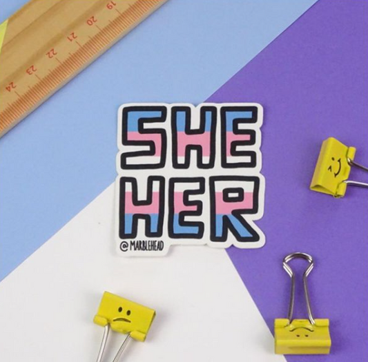 She/ Her Pronoun Vinyl Sticker-Neighbourhood Store