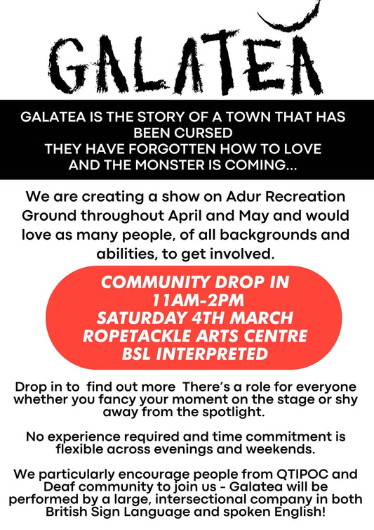 Galatea - Drop In @ Ropetackle Arts Centre - SAT 4TH MARCH 11-2PM