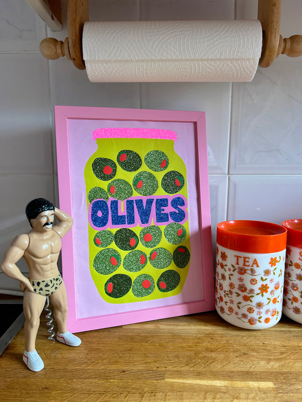 Olives Glitter Print