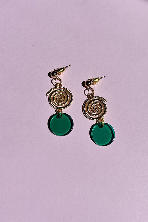 Green & Gold Spiral Ball Studs