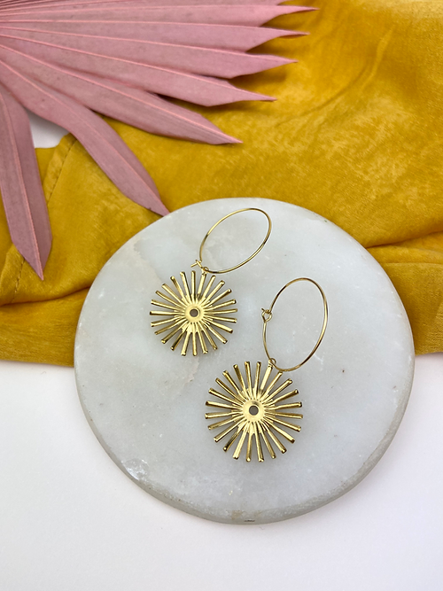 24k Gold Plated Brass Sun Hoops