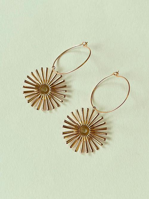 24k Gold Plated Brass Sun Hoops