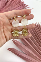 Pearlescent Brass Sun Dangle Studs