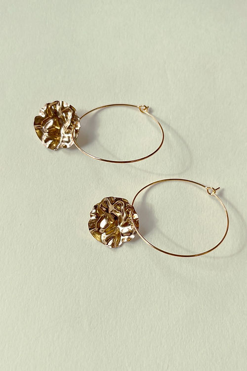 24k Gold Plated Big Hammered Brass Hoops