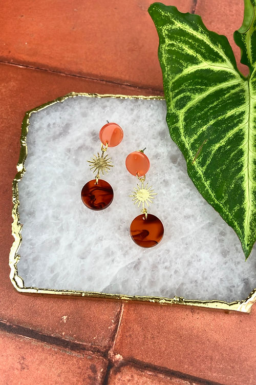 Triple Amber Sun Drop Earrings-Neighbourhood Store 