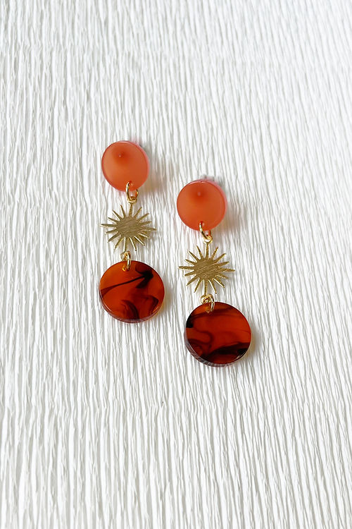 Triple Amber Sun Drop Earrings-Neighbourhood Store 