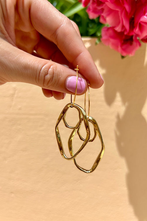 24k Gold Plated Double Irregular Hoops