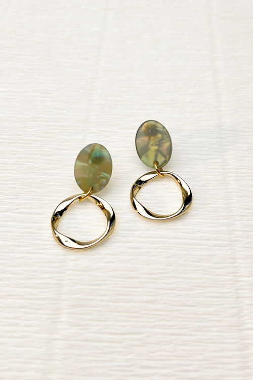 Pearlescent Sage Mini Irregular Hoops