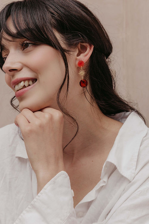 Triple Amber Sun Drop Earrings-Neighbourhood Store 
