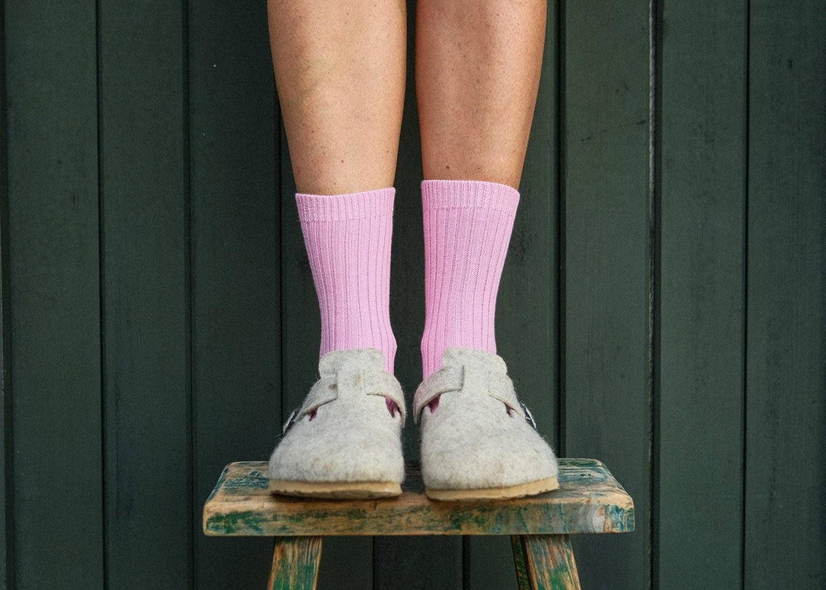 Pink Wide Rib Socks