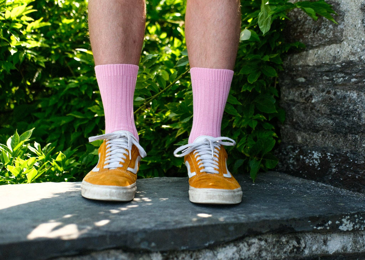 Pink Wide Rib Socks