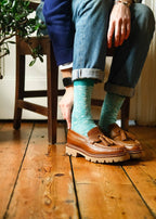Turquoise Classic Slub Socks