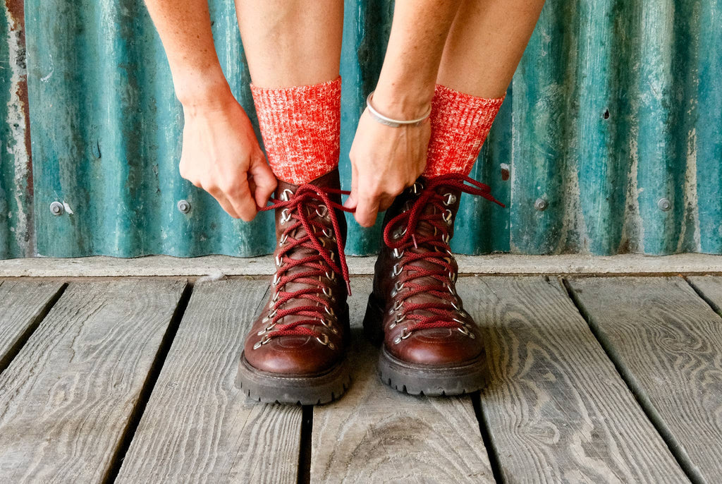 Orange Chunky Knit Socks