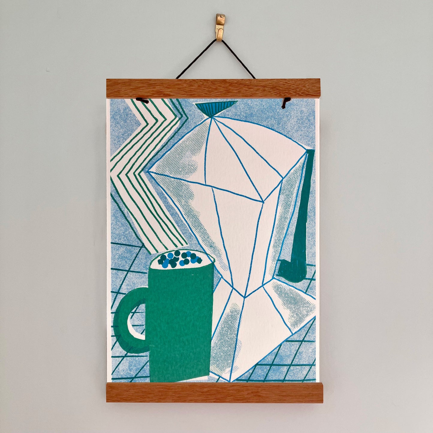 Morning Coffee Screen Print (Blue and Green)