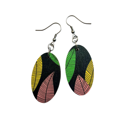 Leaf Print Drop Earrings