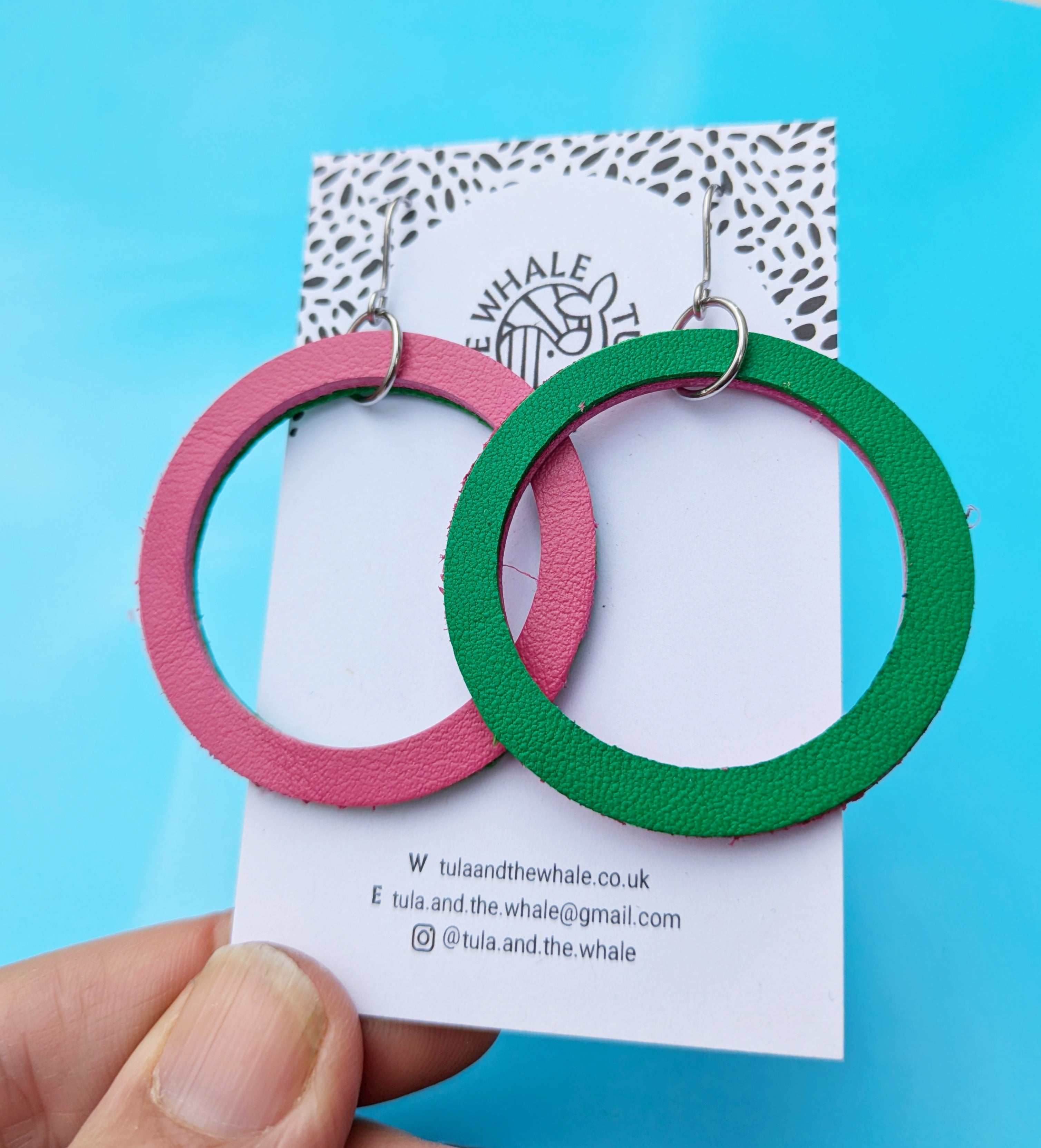 Duo Hoops Large - Pink and Green