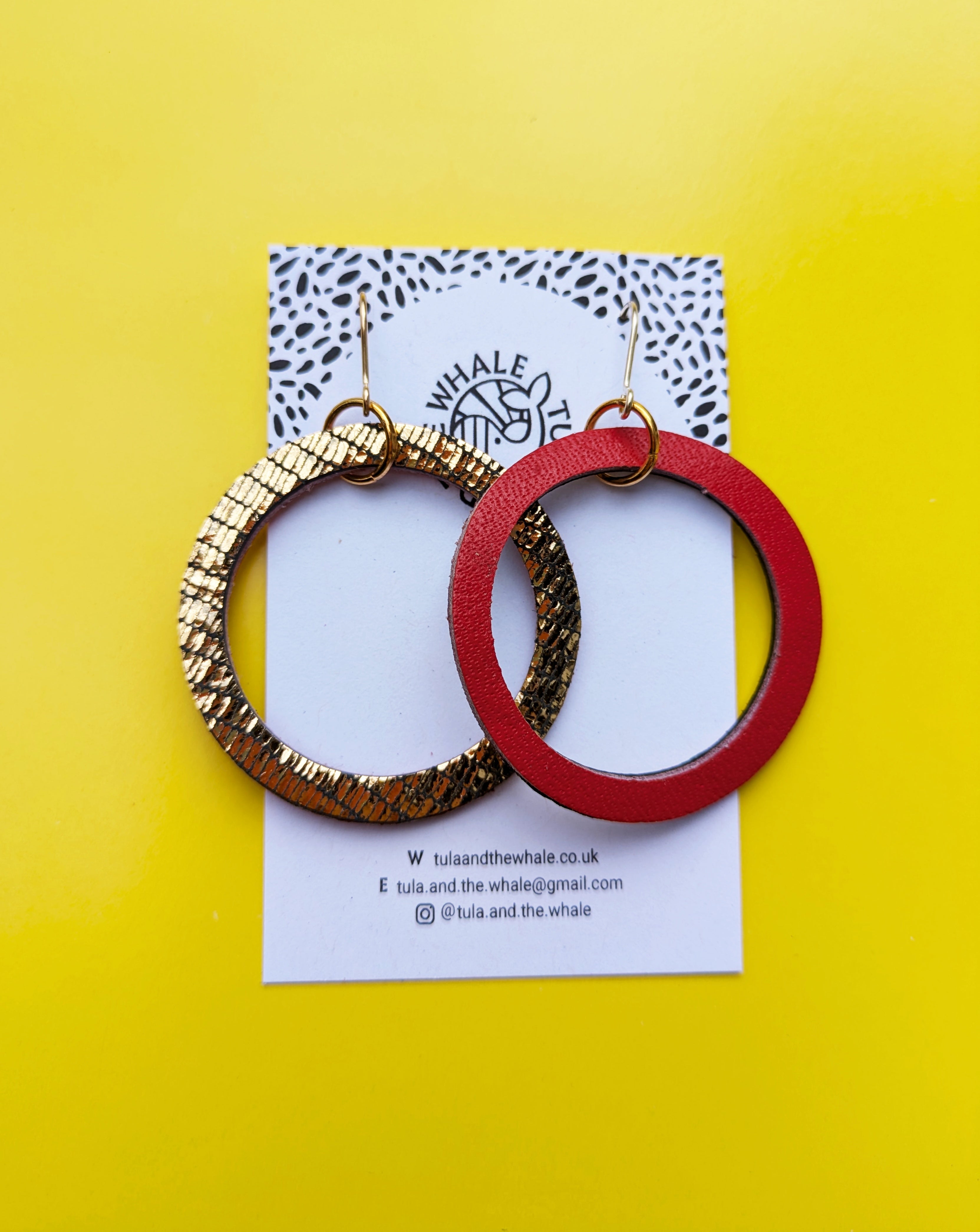Duo Hoops Large - Red and Gold