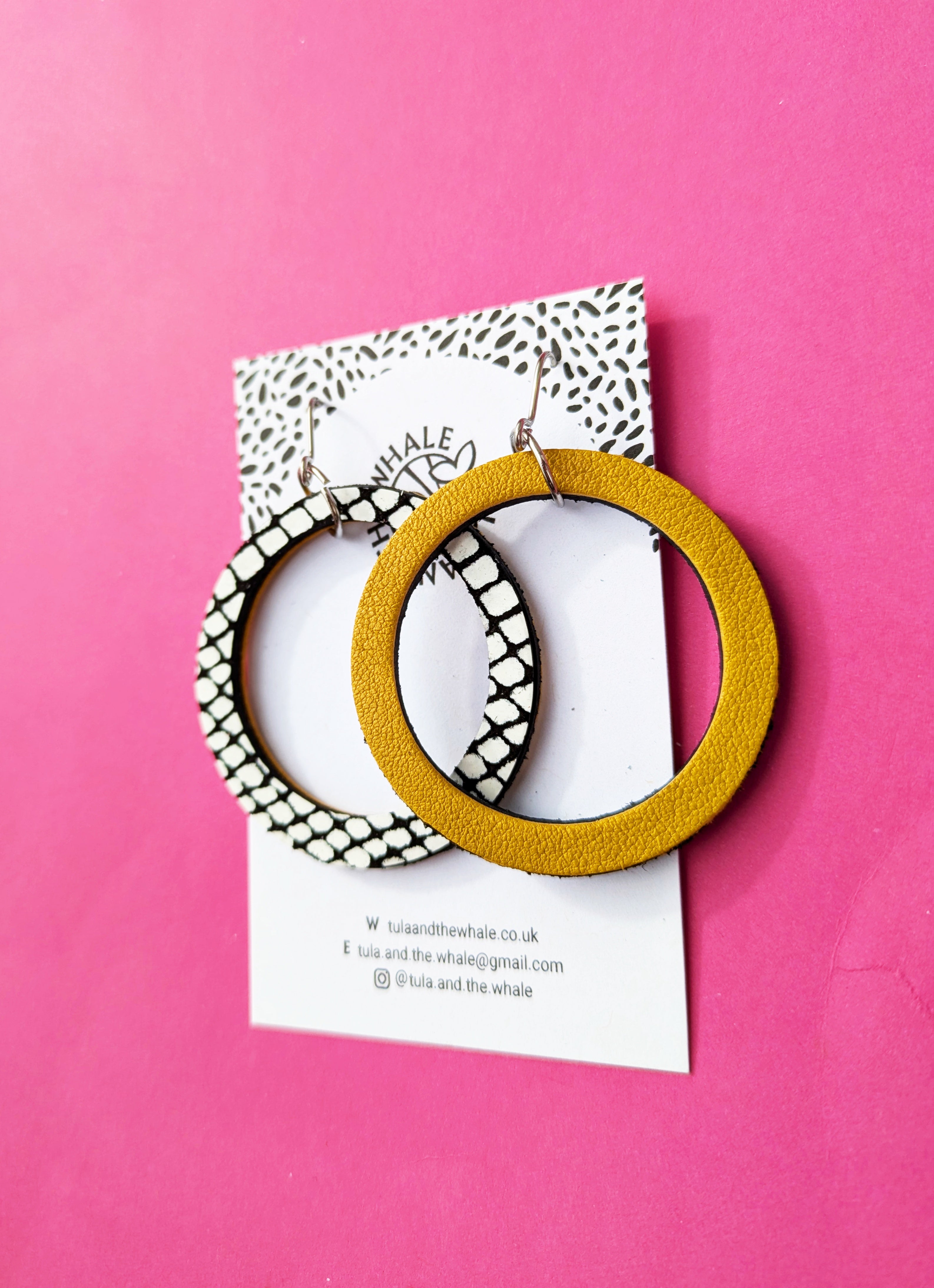 Duo Hoops Large - Yellow and Monochrome