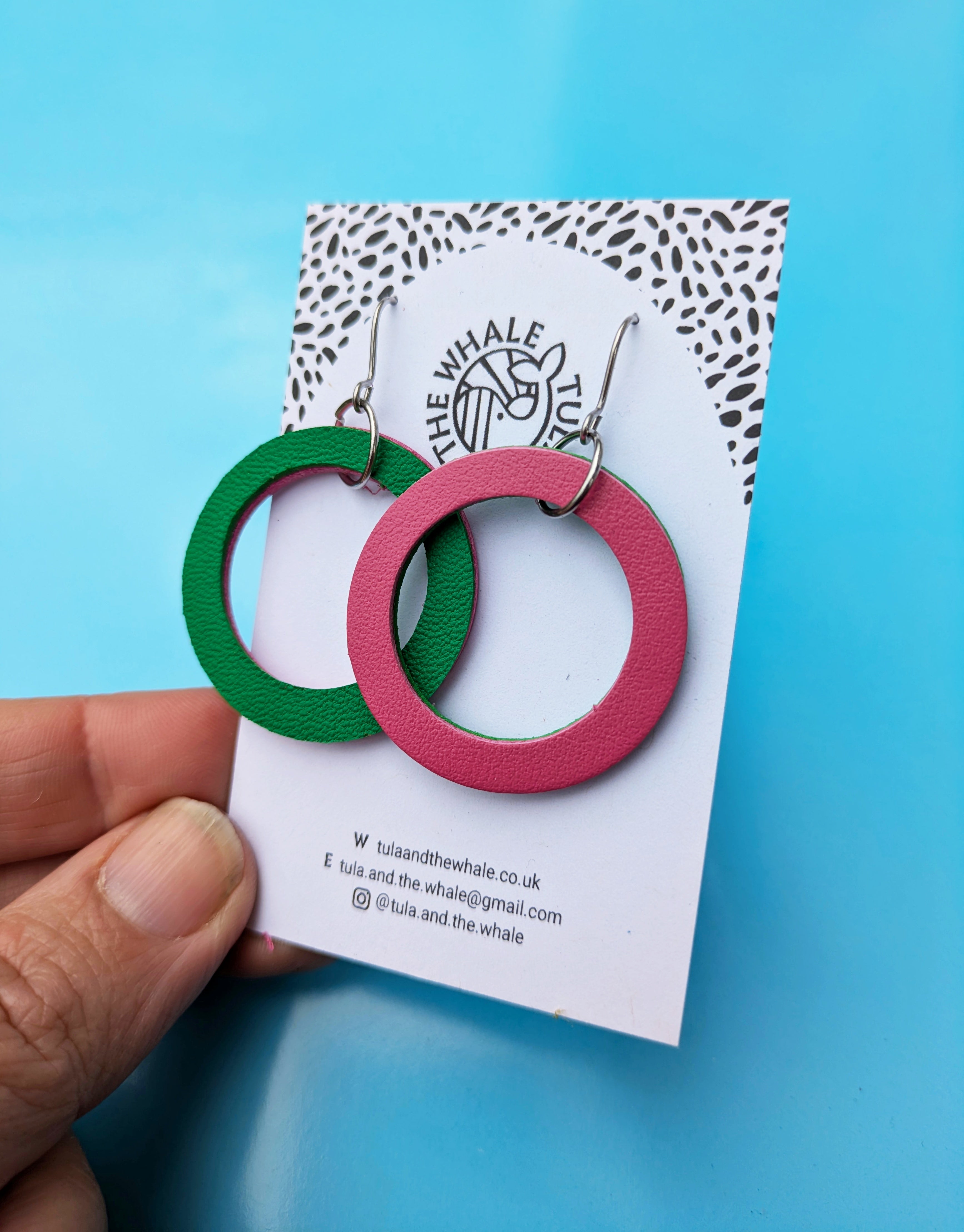 Duo Hoops Medium - Pink and Green