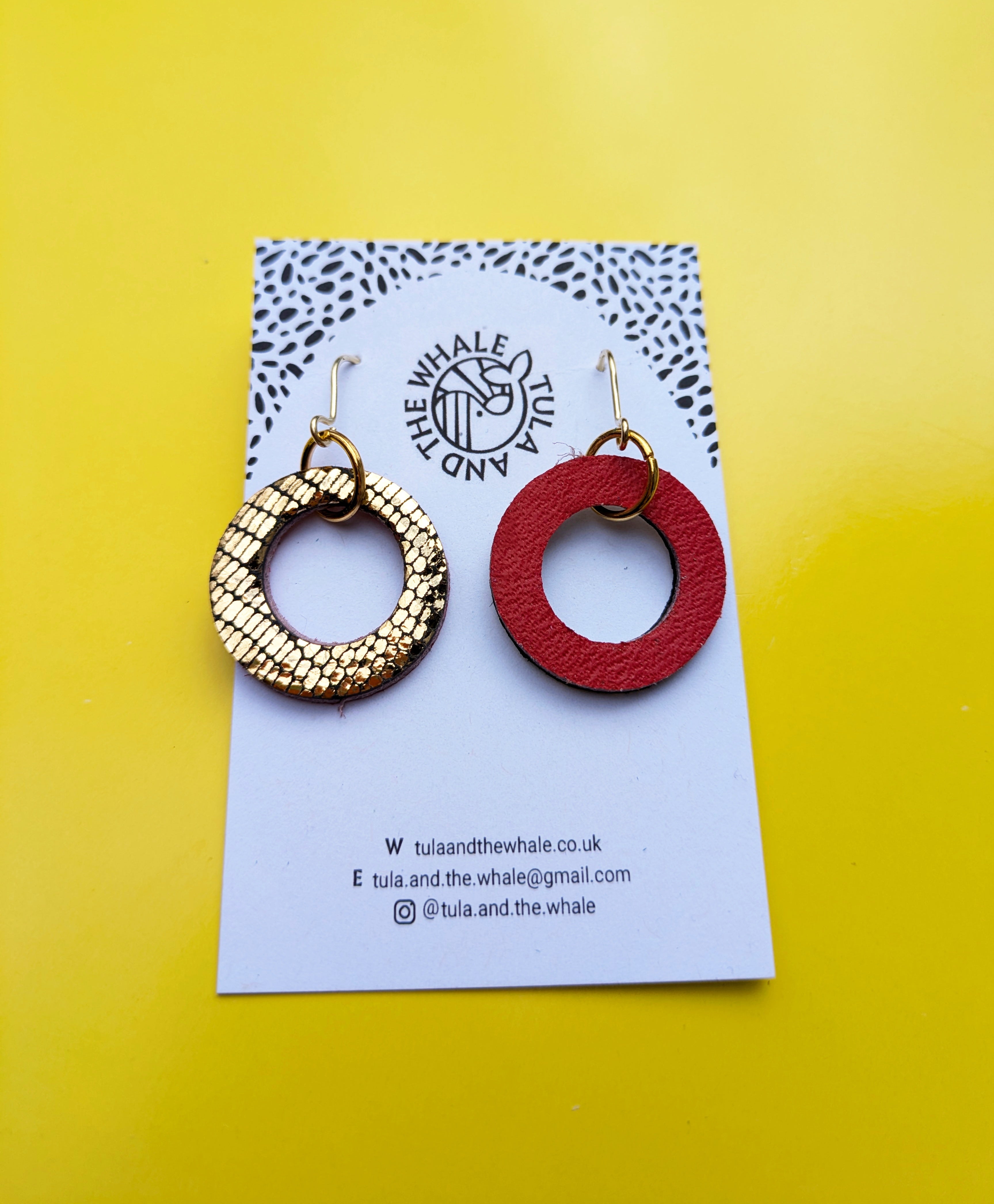 Duo Hoops Mini - Red and Gold