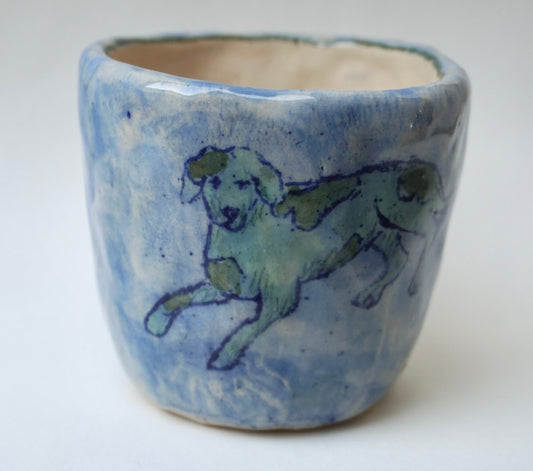 Green Dog with Flowers Mug