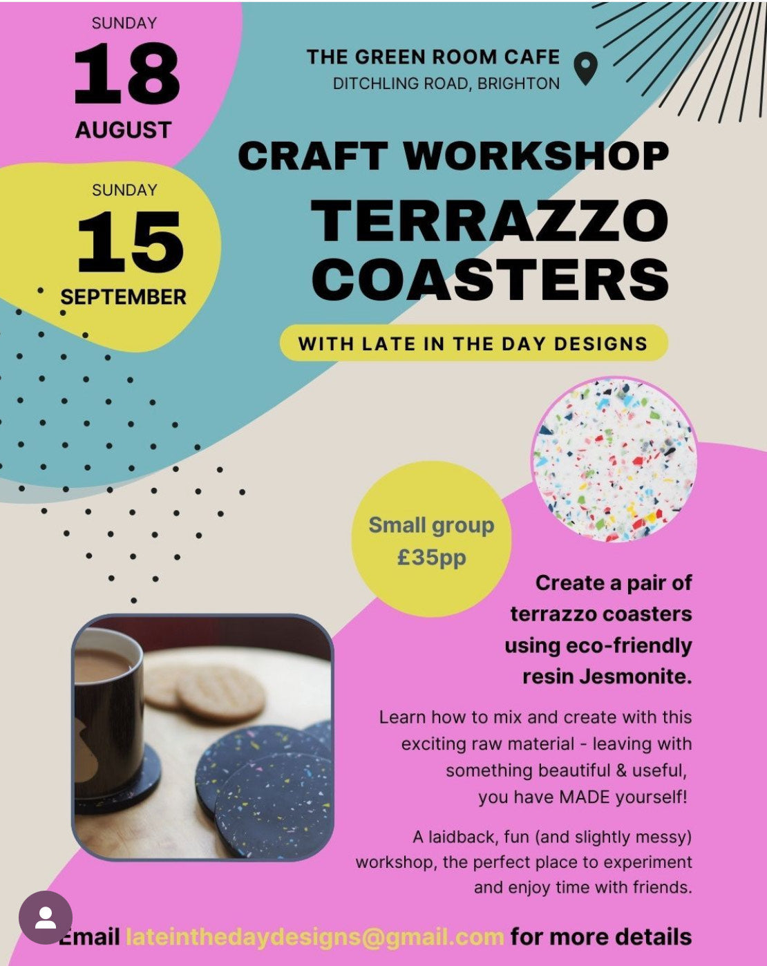 Terrazzo Coaster Craft Work Shop - Sunday 15th September 2024-Neighbourhood Store 