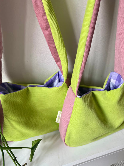 Handmade Block Colour Corduroy Mini Shoulder Bag