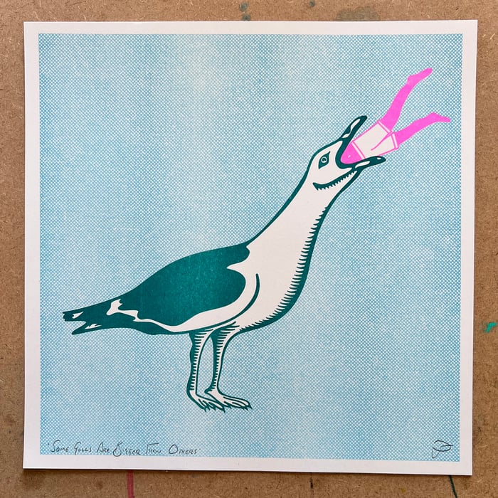 Some Gulls Are Bigger Than Others - Riso Print